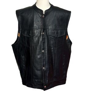 Milwaukee Leather Black Motorcycle Vest with conceal Cary pockets size 3XL